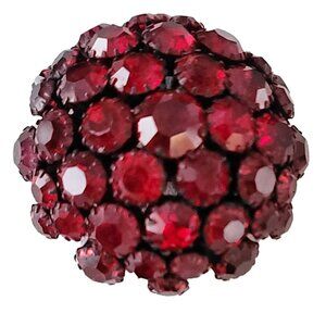Warner Vintage Japanned Domed Red Rhinestone Pin Brooch, Signed M981